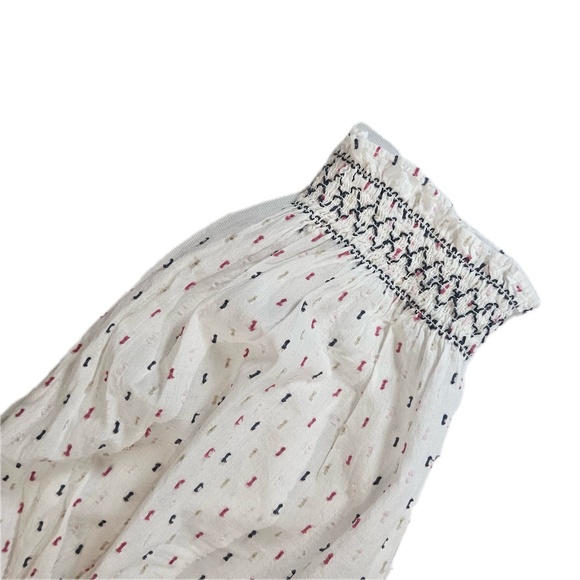 LOFT Blouse Womens XL Smocked Neck Puff Sleeve Embroidered Peasant Boho Top - Picture 6 of 7